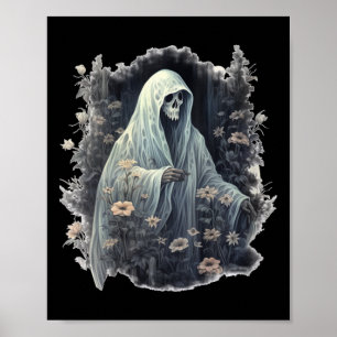 Póster Fantasma Gótica En El Bosque Fantasma Floral Vinta