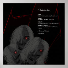 Póster Fantasma gótica rojo blanco negro negro oscuro Moo