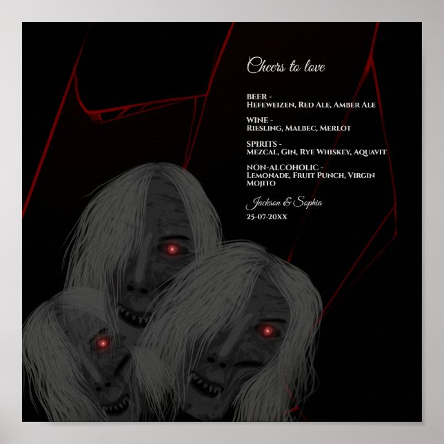 Póster Fantasma gótica rojo blanco negro negro oscuro Moo (Frente)