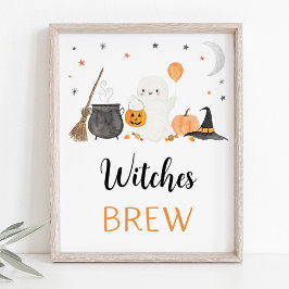 Póster Fantasma Halloween brujas producir bebidas Rótulo