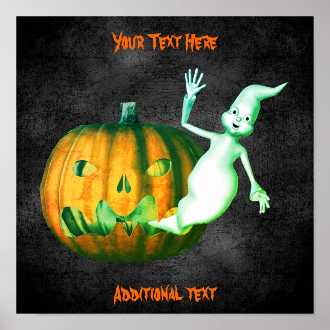 Póster Fantasma Halloween Jack O Lantern Cute personaliza (Frente)