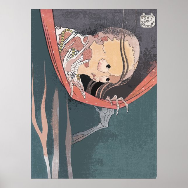 Póster Fantasma japonesa por Hokusai de Hiaku-Monogatari (Frente)