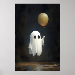 Póster Fantasma lindo con estampado de globo, Halloween d