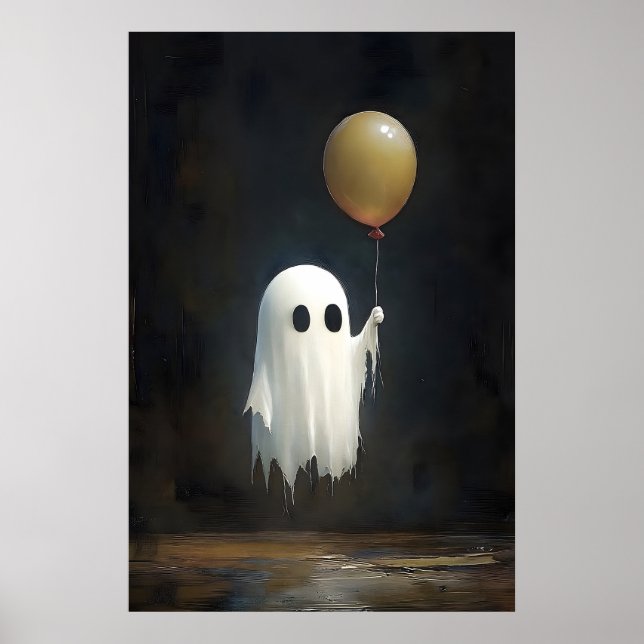 Póster Fantasma lindo con estampado de globo, Halloween d (Frente)