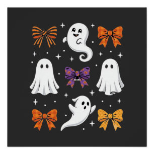 Póster Fantasma Lindo con Lazos Diseño de Halloween_1