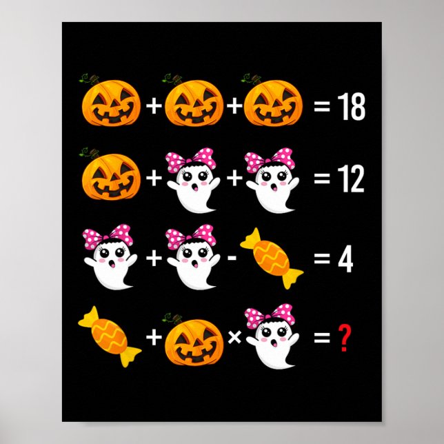 Póster Fantasma Matemáticas Matemáticas Halloween Cute Sp (Frente)