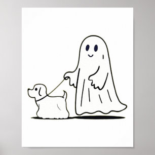Póster Fantasma Perro caminante Ghostie Gracioso Hallowee