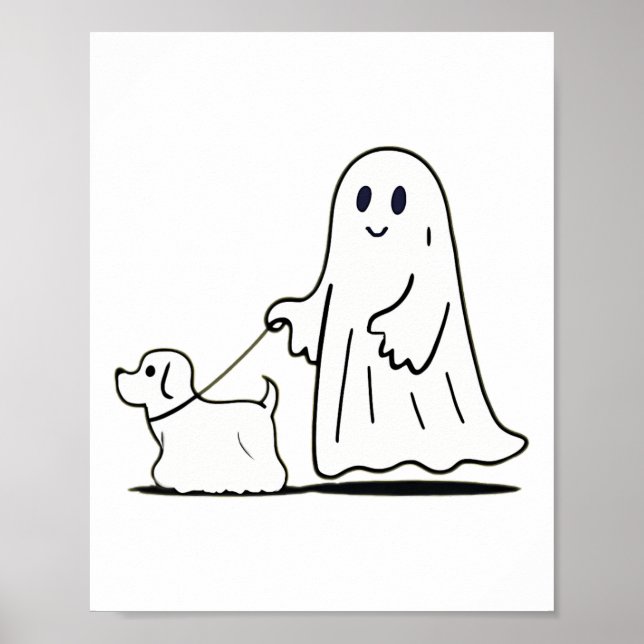 Póster Fantasma Perro caminante Ghostie Gracioso Hallowee (Frente)