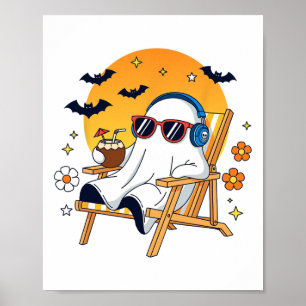 Póster Fantasma relajante vacaciones de Halloween diverti