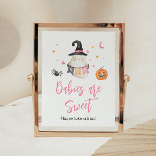 Póster Fantasma Rosa Halloween Pequeños bebés son dulces