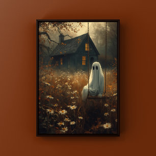 Póster Fantasma rústica de otoño en la espeluznante Hallo