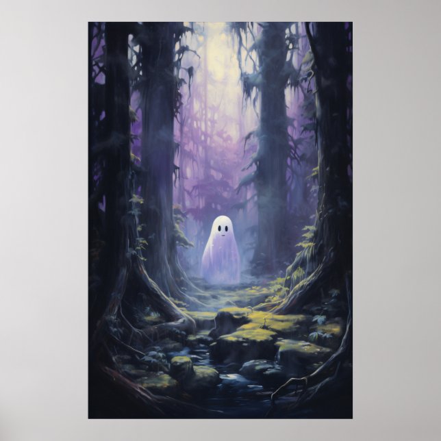Póster Fantasma silenciosa en bosque espeluznante (Frente)