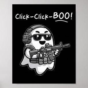 Póster Fantasma táctica divertida haga clic en Boo Hallow