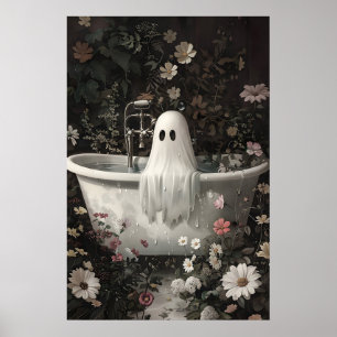 Póster Fantasma toma una bañera en estampado de bosque de