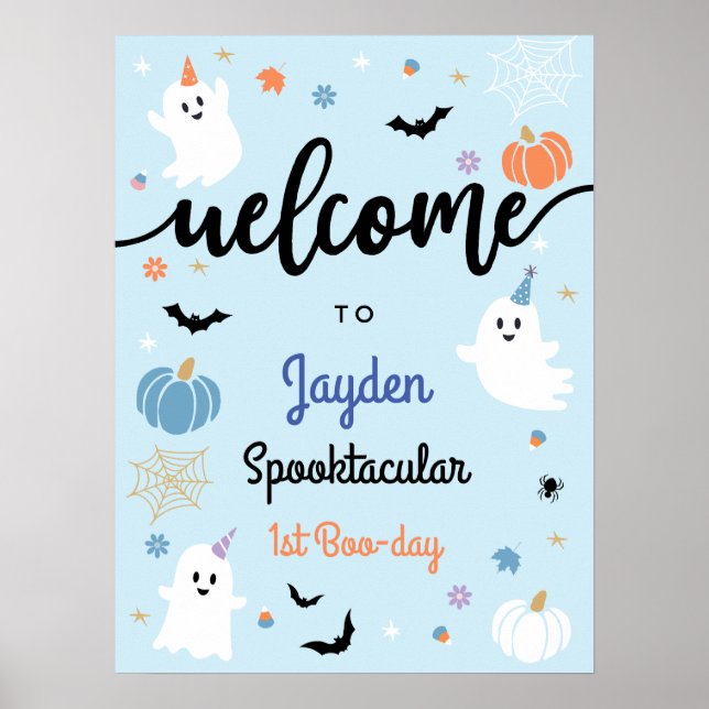 Póster Fantasma Un Fantasma Halloween Primer Cumpleaños B (Frente)