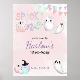 Póster Fantasma Un Pastel Halloween Bienvenida
