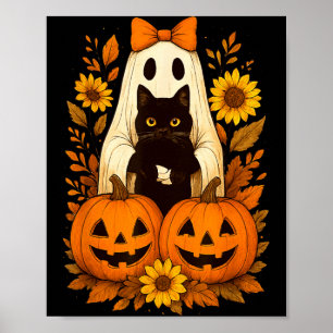 Póster Fantasma vintage lindo de Halloween sosteniendo ga