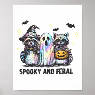 Póster Fantasma Y Férreo Racco Halloween Raccoon Ghost T