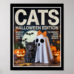 Póster Fantasma Y Gato Negro Grap Halloween Zine Grap