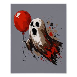 Póster Fantasma y globo rojo