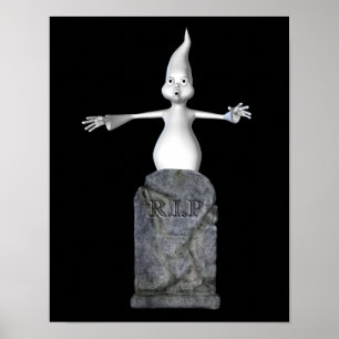 Póster Fantasma Y Tumba Cuestas De Halloween