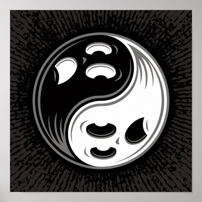 Póster Fantasma Yin Yang Negro y Blanco (Frente)