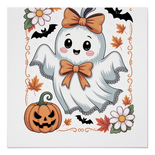 Póster Fantasmal encaje fantasma Halloween (Anverso)