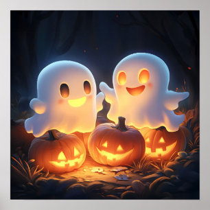 Póster Fantasmas brillantes de Personalizado de Halloween