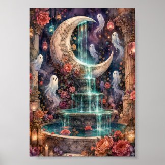 Póster Fantasmas Caprichosos Fuente Mágica de la Luna Whi