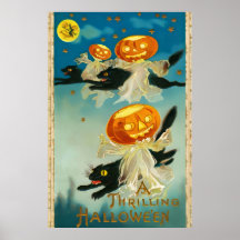 Fantasmas de calabaza de Halloween y gatos negros