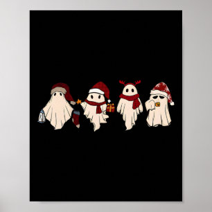 Póster Fantasmas de ghost Santa Sat Cute Navidades retro