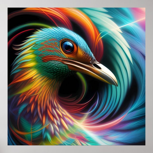 Póster Fantasmas de pavo real coloridas (Frente)