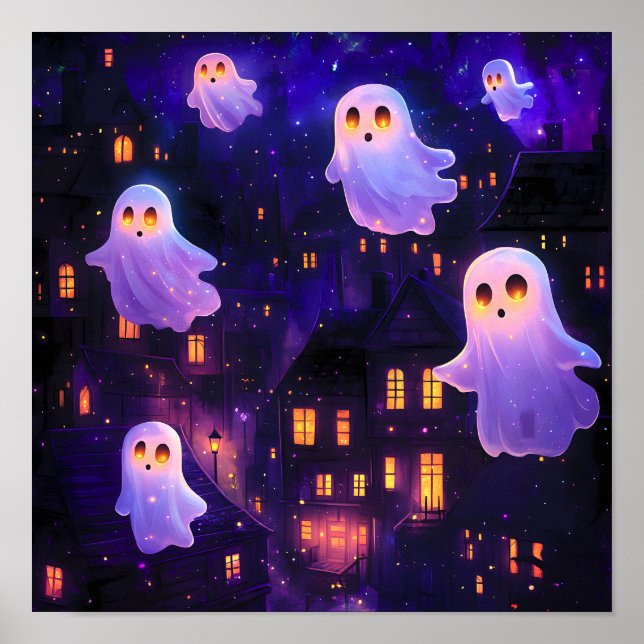 Póster Fantasmas voladores de la medianoche de Halloween  (Frente)