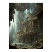 Fantástico antiguo y abandonado poster de la ciuda