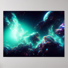 Póster Fantástico espacio abstracto de nebulosa 8