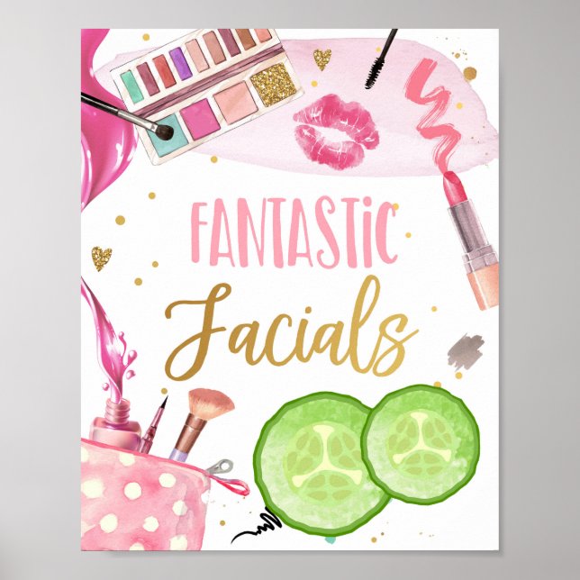 Póster Fantástico Faciales Spa Fiesta Makeup Glamour Chic (Frente)