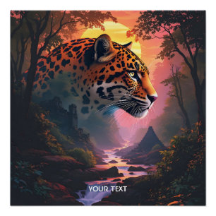 Póster Fantástico leopardo lindo al atardecer