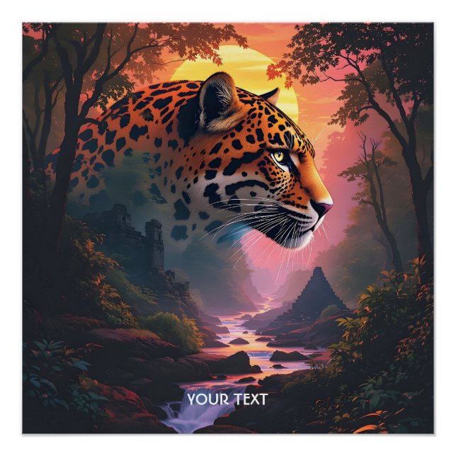 Póster Fantástico leopardo lindo al atardecer (Anverso)