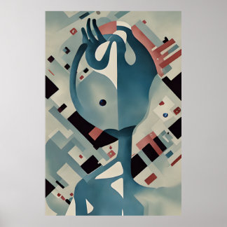 Póster Fantástico planeta Bauhaus Style Poster
