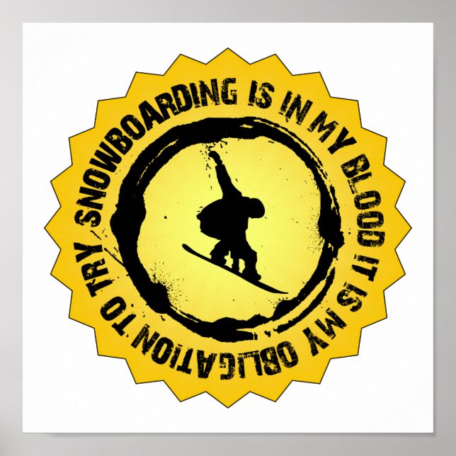 Póster Fantástico Sello de Snowboard (Frente)