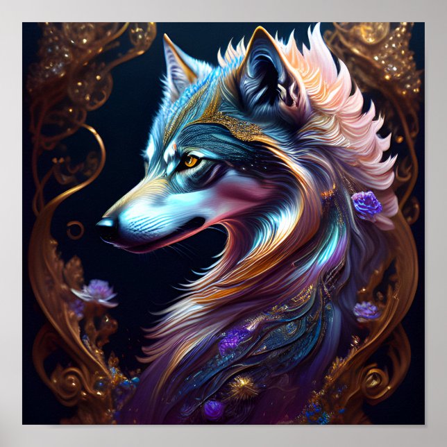 Póster Fantastico Starry Wolf (Frente)