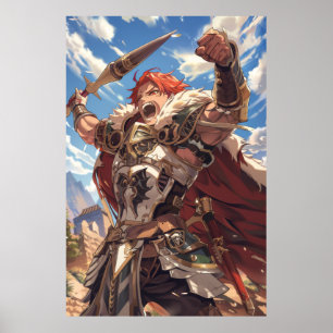 Póster Fantasy Adventure 2D Anime Art Style Poster