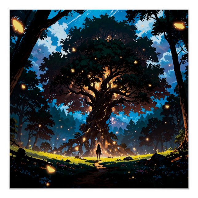 Póster Fantasy anime style forest (Anverso)