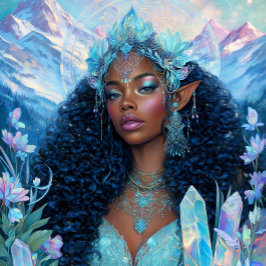 Póster  Fantasy Art Black Girl Black Queen Elf Goddess