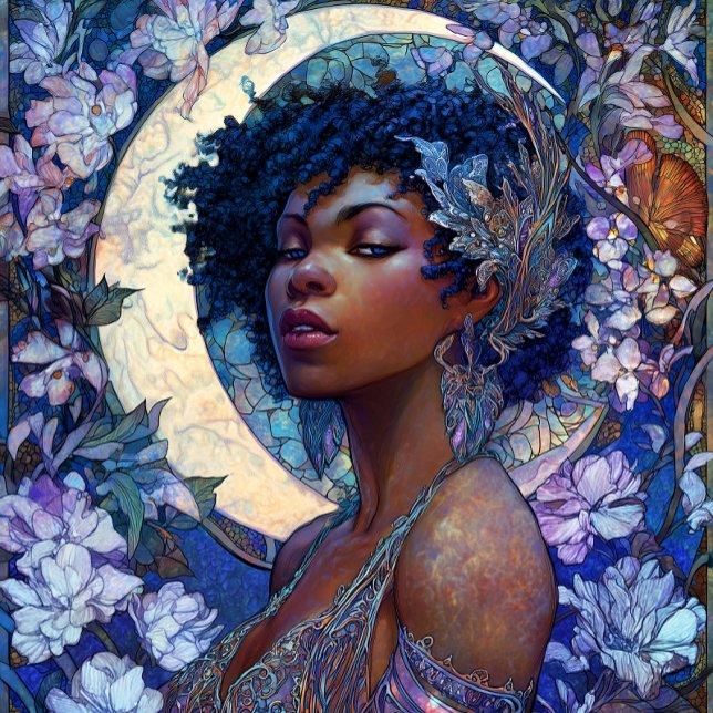 Póster Fantasy Art Black Girl Black Queen Moon Goddess (Subido por el creador)