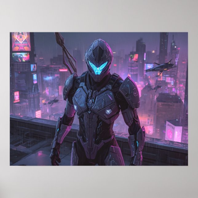 Póster Fantasy Art- Sentinel of the Neon Divide (Frente)