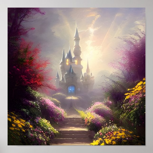Póster Fantasy Castle Gardens (Frente)