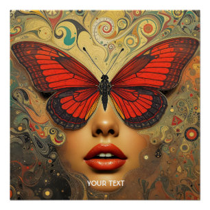 Póster Fantasy Cute Abstrae Butterflies Ojos