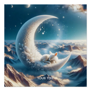 Póster Fantasy Cute Baby Deer Moon