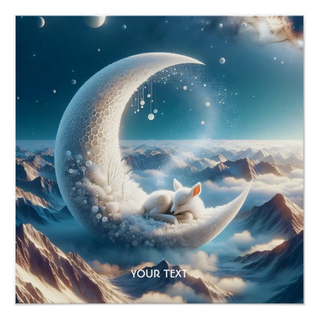 Póster Fantasy Cute Baby Deer Moon (Anverso)